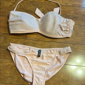 Miss Me Pink Bikini with Silver Accents
